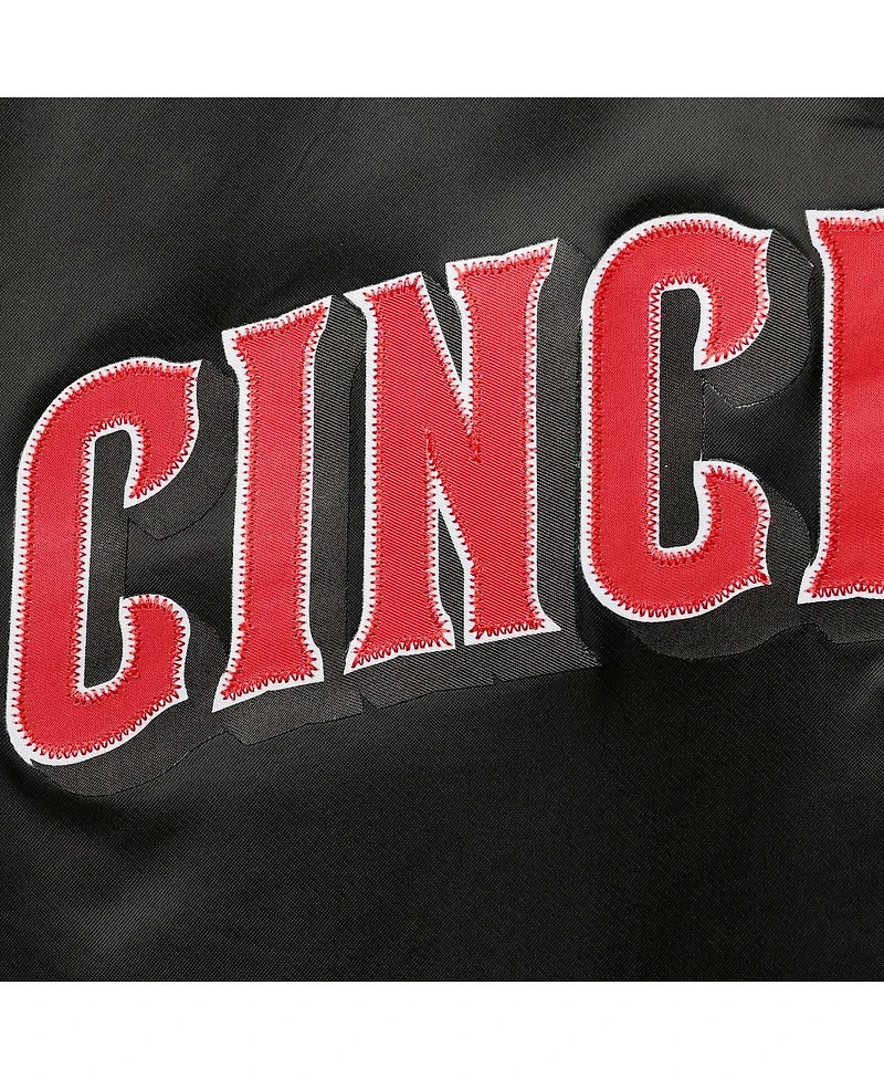 Men's Pro Standard Black Cincinnati Reds Wordmark Satin Full-Snap Jacket