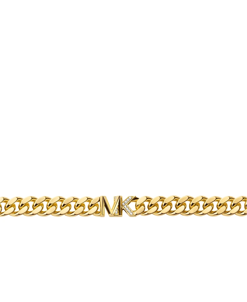 Michael Kors Women's Statement Link Necklace 14K Gold Plated Brass with Clear Stones