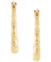 Textured Bamboo-Look Small Hoop Earrings in 10k Gold, 5/8"