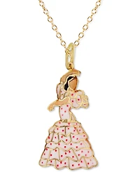Enamel Flamenco Dancer 18" Pendant Necklace in 14k Gold