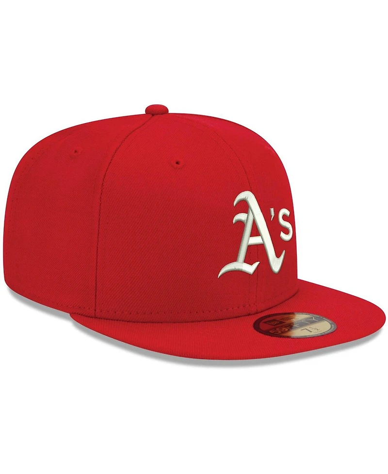 Men's New Era Red Oakland Athletics Logo White 59FIFTY Fitted Hat