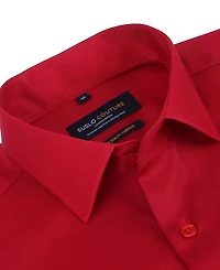 Suslo Couture Men's Solid Slim Fit Wrinkle Free Stretch Long Sleeve Button Down Shirt