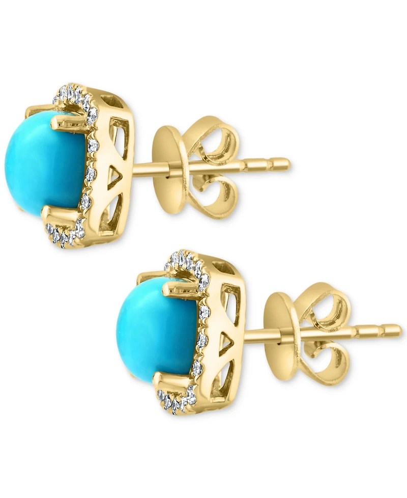 Effy Turquoise & Diamond (1/5 ct. t.w.) Stud Earrings in 14k Gold