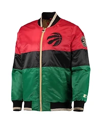 Men's Starter Red and Black Green Toronto Raptors History Month Nba 75th Anniversary Full-Zip Jacket