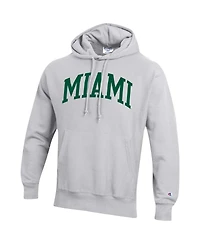 Men's Champion Heather Gray Miami Hurricanes Team Arch Reverse Weave Pullover Hoodie