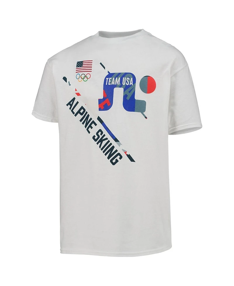 Big Boys White Team Usa Skiing Scattered Swatch T-shirt