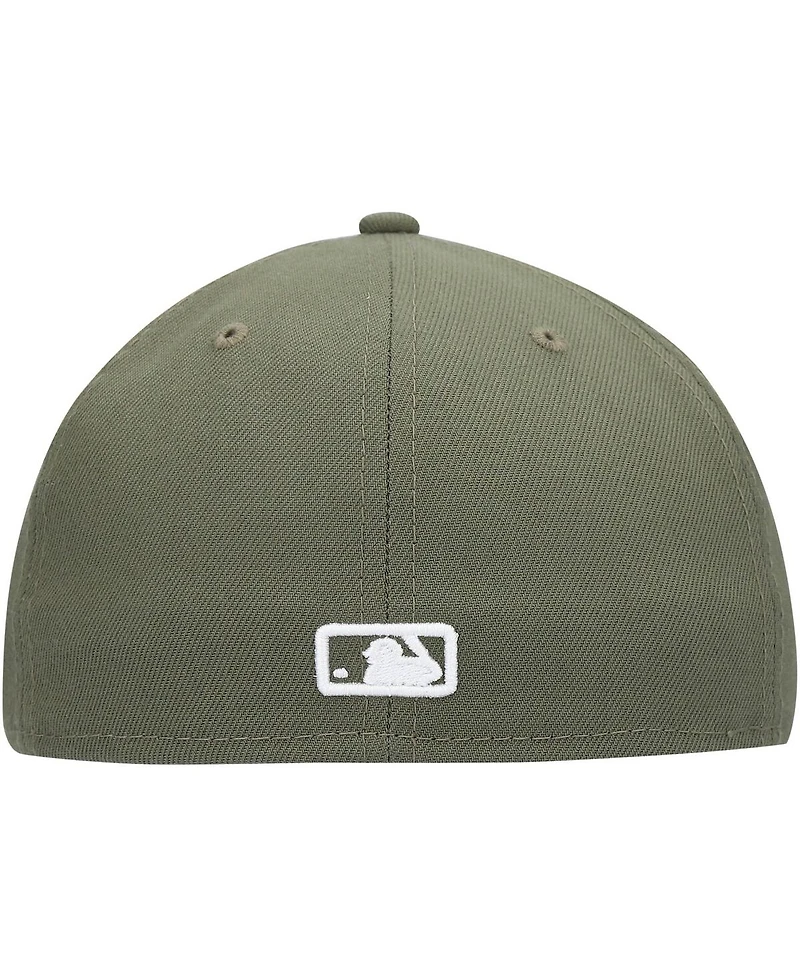 Men's New Era Olive Los Angeles Dodgers Logo White 59FIFTY Fitted Hat