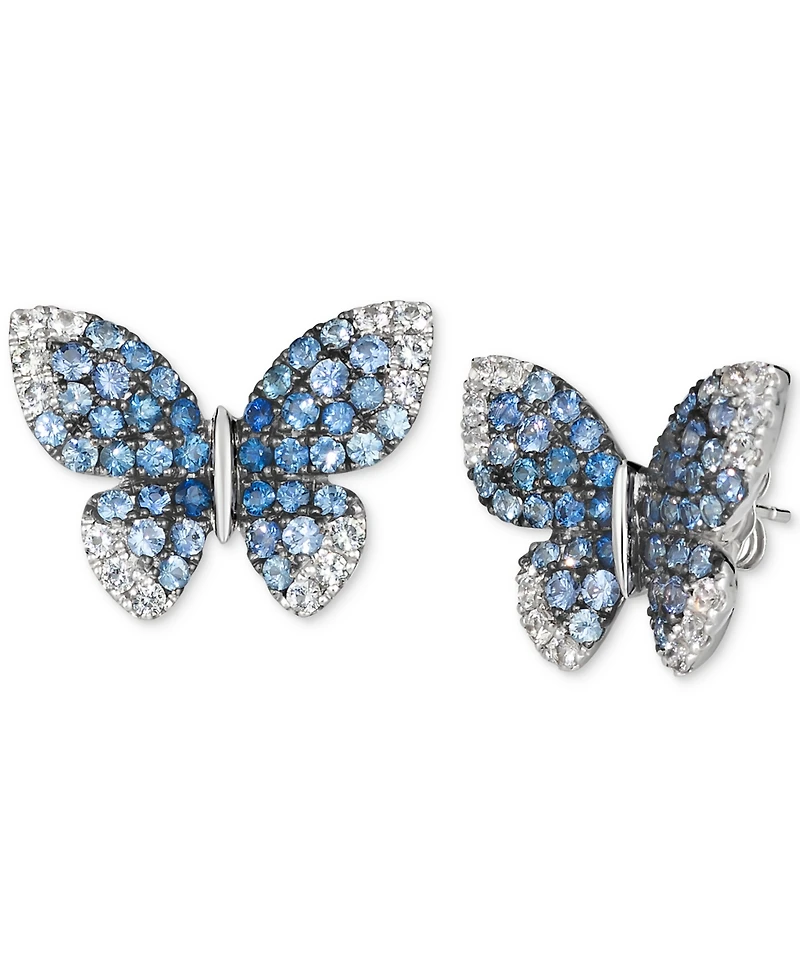 Le Vian Denim Ombre (1-3/4 ct. t.w.) & White Sapphire (1/2 ct. t.w.) Butterfly Stud Earrings in 14k White Gold