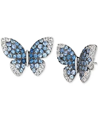 Le Vian Denim Ombre (1-3/4 ct. t.w.) & White Sapphire (1/2 ct. t.w.) Butterfly Stud Earrings in 14k White Gold