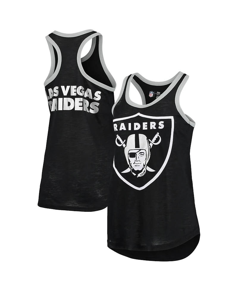 Women's Black Las Vegas Raiders Tater Burnout Tank Top