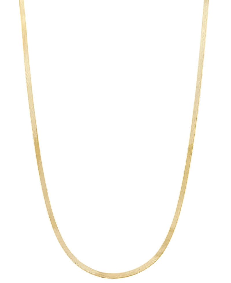 Lightweight Herringbone Link Chain Necklace (3-3/8mm) in 10k Gold, 16" + 2" extender