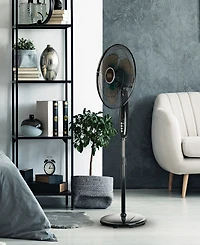 16 in. Dual Blade Stand Fan - Remote, Round Base