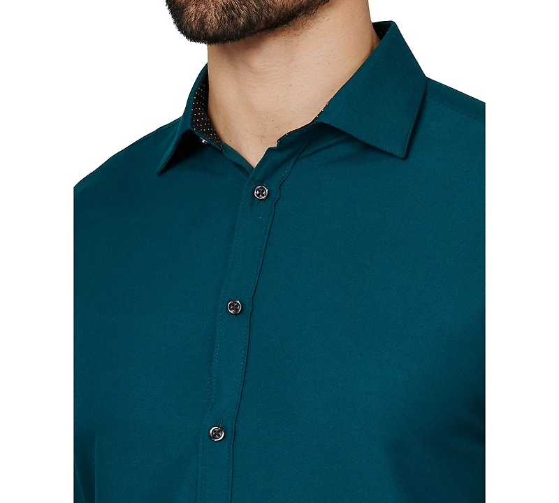 Calabrum Men's Regular Fit Solid Wrinkle Free Performance Dress Shirt