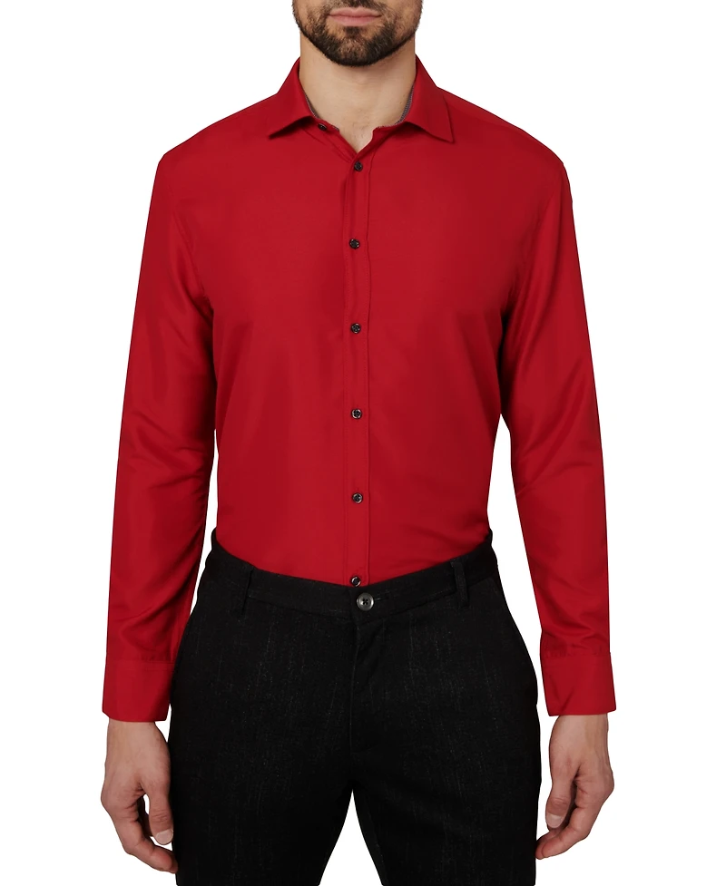 Calabrum Men's Regular Fit Solid Wrinkle Free Performance Dress Shirt