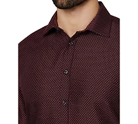 Calabrum Men's Regular Fit Dot Print Wrinkle Free Performance Dress Shirt