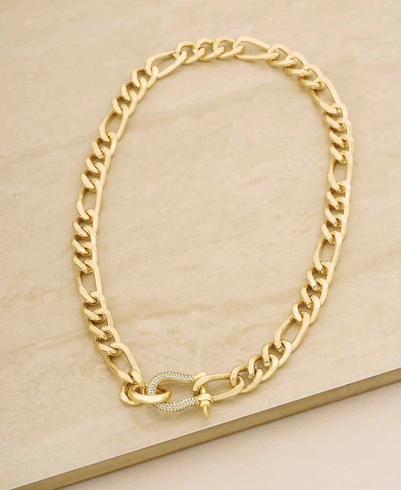 Ettika 18K Gold Plated Pave Clasp and Chain Necklace