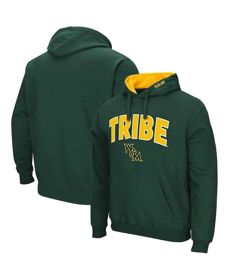 Men's Colosseum Green William & Mary Tribe Arch and Logo Pullover Hoodie