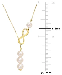 Cultured Freshwater Pearl (8-9mm) Infinity 18" Lariat Necklace in 18k Gold-Plated Sterling Silver