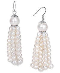 Cultured Freshwater Baroque Pearl (4-1/2 - 11mm) Tassel Drop Earrings in Sterling Silver