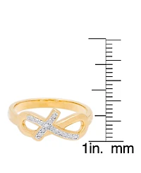 Diamond Accent Cross and Infinity Ring in 14K Gold Plate