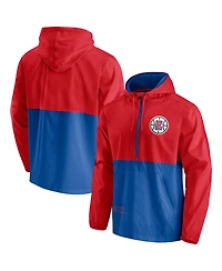 Men's Fanatics Royal, Red La Clippers Anorak Block Party Windbreaker Half-Zip Hoodie Jacket