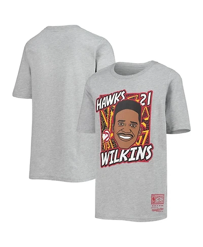 Big Boys Mitchell & Ness Dominique Wilkins Heathered Gray Atlanta Hawks Hardwood Classics King of the Court Player T-shirt