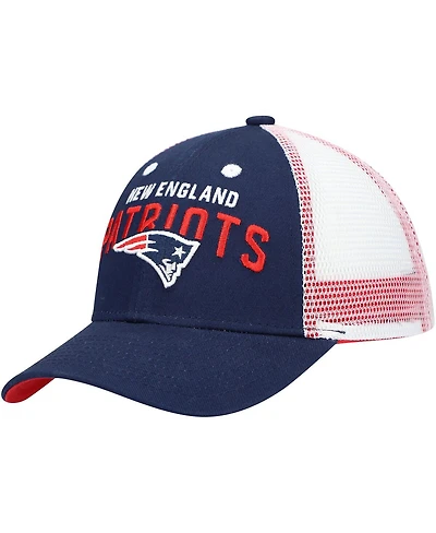Preschool Unisex Navy, White New England Patriots Core Lockup Mesh Back Snapback Hat