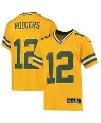 Big Boys Nike Aaron Rodgers Gold Green Bay Packers Inverted Team Game Jersey