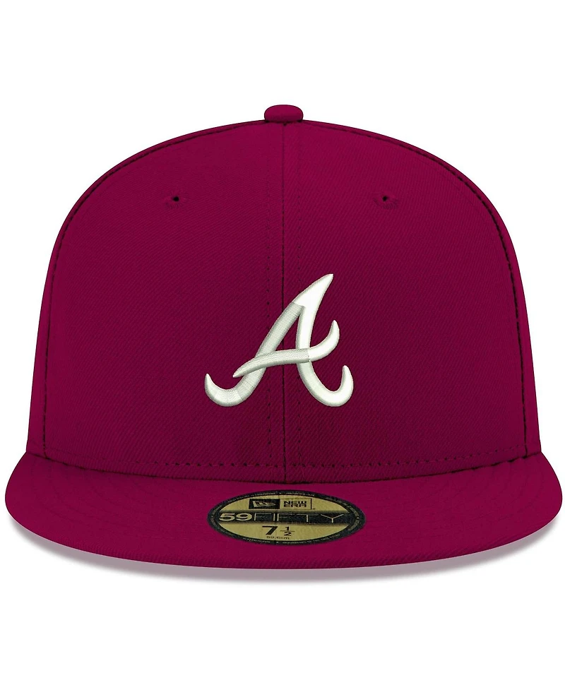 Men's New Era Cardinal Atlanta Braves Logo White 59FIFTY Fitted Hat