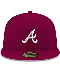 Men's New Era Cardinal Atlanta Braves Logo White 59FIFTY Fitted Hat