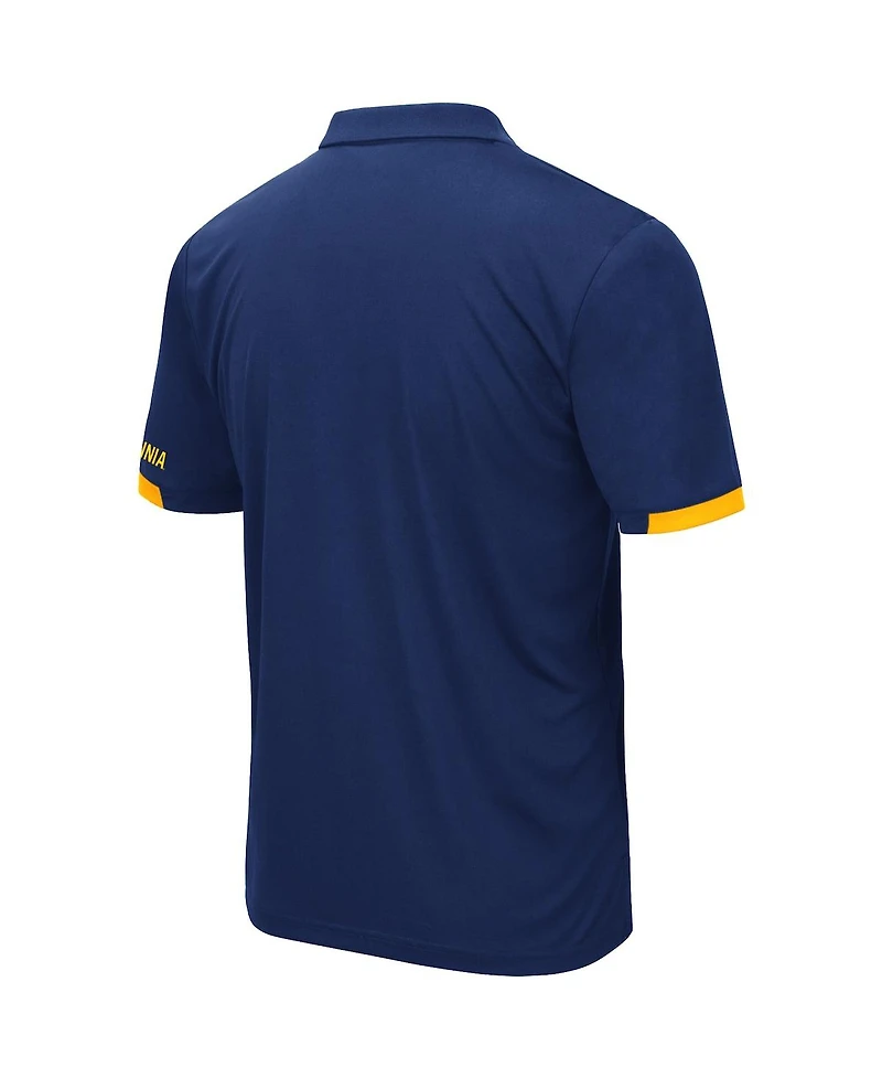 Men's Colosseum Navy West Virginia Mountaineers Logo Santry Polo Shirt
