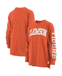 Women's Pressbox Orange Clemson Tigers Plus Two-Hit Canyon Long Sleeve T-shirt