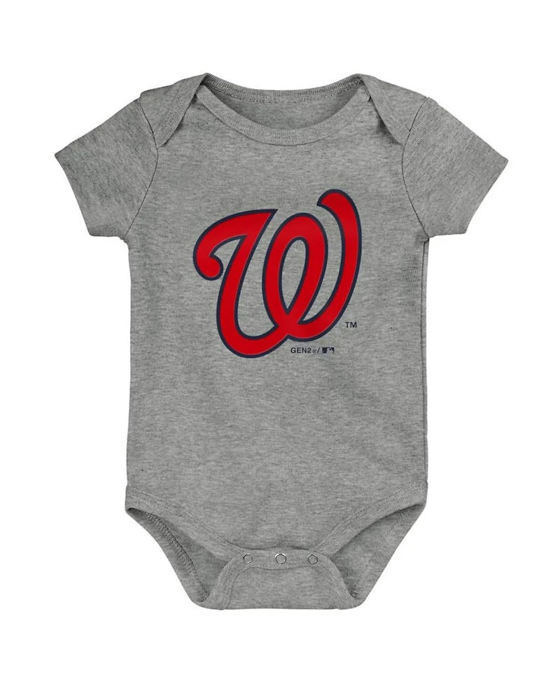 Unisex Infant Red and Navy Gray Washington Nationals Born To Win 3-Pack Bodysuit Set