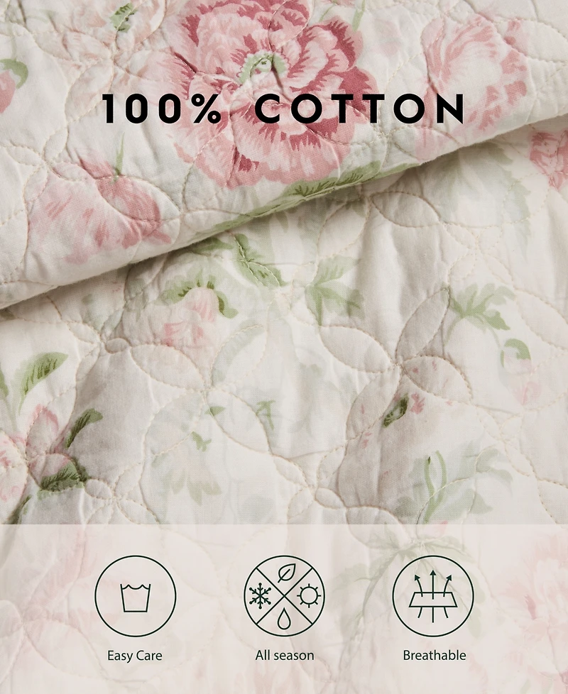 Laura Ashley Breezy Floral Reversible 3 Piece Quilt Set, King