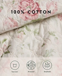 Laura Ashley Breezy Floral Reversible 3 Piece Quilt Set, King