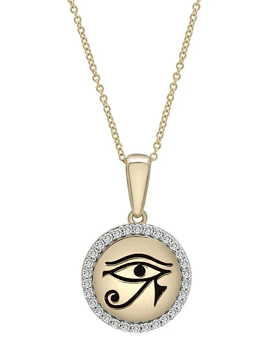 Wrapped Diamond Eye of Horus Medallion Pendant Necklace (1/4 ct. t.w.) in 14k Gold-Plated Sterling Silver 10k Gold, 16" + 2" extender, Created for Mac
