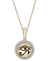 Wrapped Diamond Eye of Horus Medallion Pendant Necklace (1/4 ct. t.w.) in 14k Gold-Plated Sterling Silver 10k Gold, 16" + 2" extender, Created for Mac