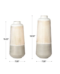 Glitzhome Modern Farmhouse - Modern Industrial Textured Table Vases, Set of 2