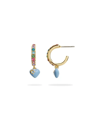 Coach Heart Charm Huggie Earrings