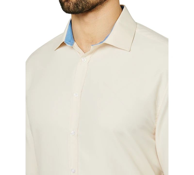 Calabrum Men's Regular Fit Solid Wrinkle Free Performance Dress Shirt