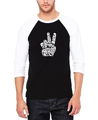 Men's Raglan Baseball Word Art Peace Out T-shirt
