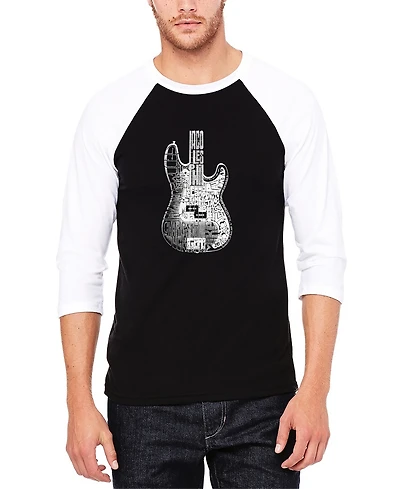 Men's Raglan Baseball Word Art Bass Guitar T-shirt