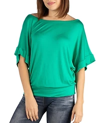 24seven Comfort Apparel Women's Loose Fit Dolman Top with Wide Sleeves