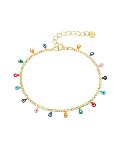 Unwritten 14K Gold Flash Plated Enamel Evil Eye Charm Bracelet