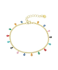 Unwritten 14K Gold Flash Plated Enamel Evil Eye Charm Bracelet