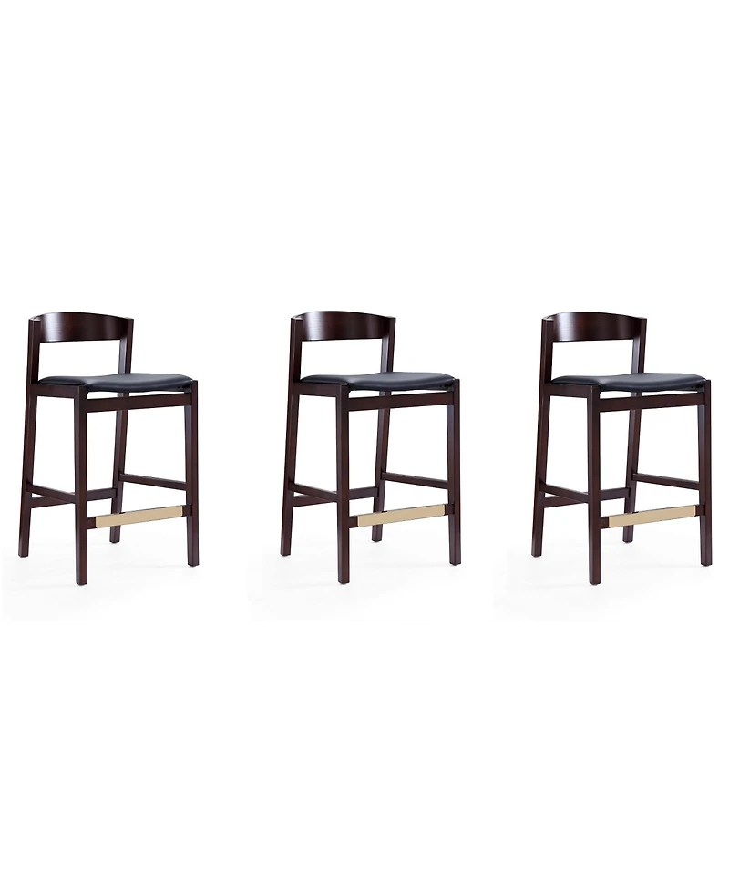 Manhattan Comfort Klismos 3-Piece Leatherette Upholstered Counter Stool Set