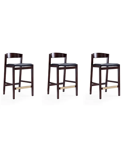Manhattan Comfort Klismos 3-Piece Leatherette Upholstered Counter Stool Set