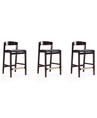 Manhattan Comfort Klismos 3-Piece Leatherette Upholstered Counter Stool Set