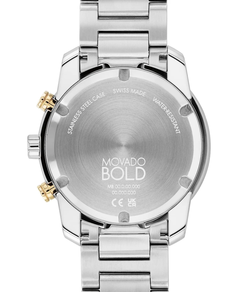 Movado Men's Swiss Chronograph Bold Verso Stainless Steel Bracelet Watch 44mm