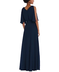 After Six Plus V-Neck Split Sleeve Blouson Bodice Maxi Dress
